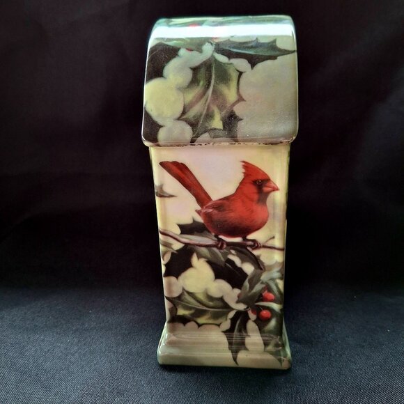 Vintage Hartman Brothers Cardinal in Holly Branch Mantel Porcelain Clock Granny - Picture 2 of 6